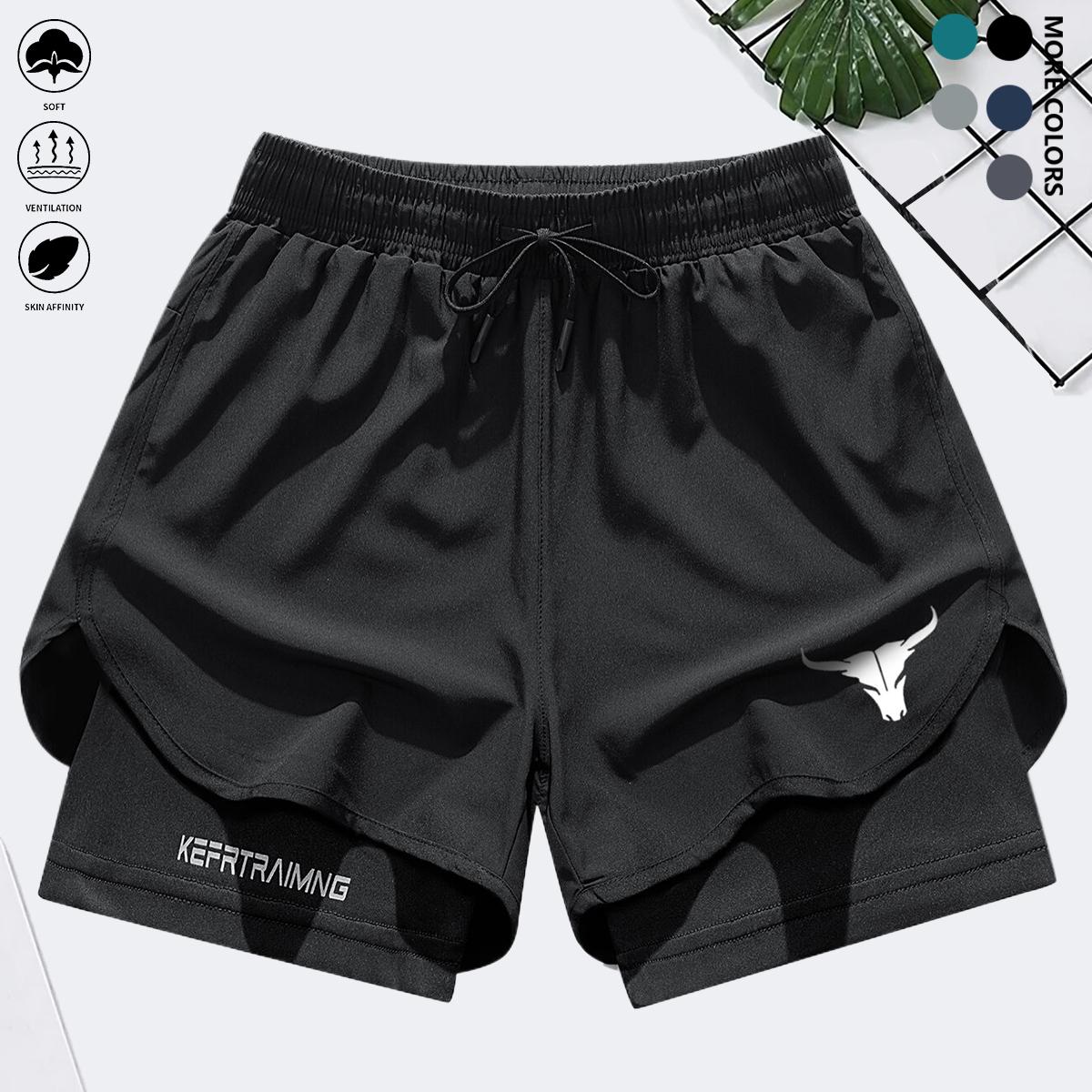 Lightweight and quick-drying sports shorts for men, suitable for summer outdoor fitness, running and leisure sports. It has a double-layered inner lining and built-in pockets.