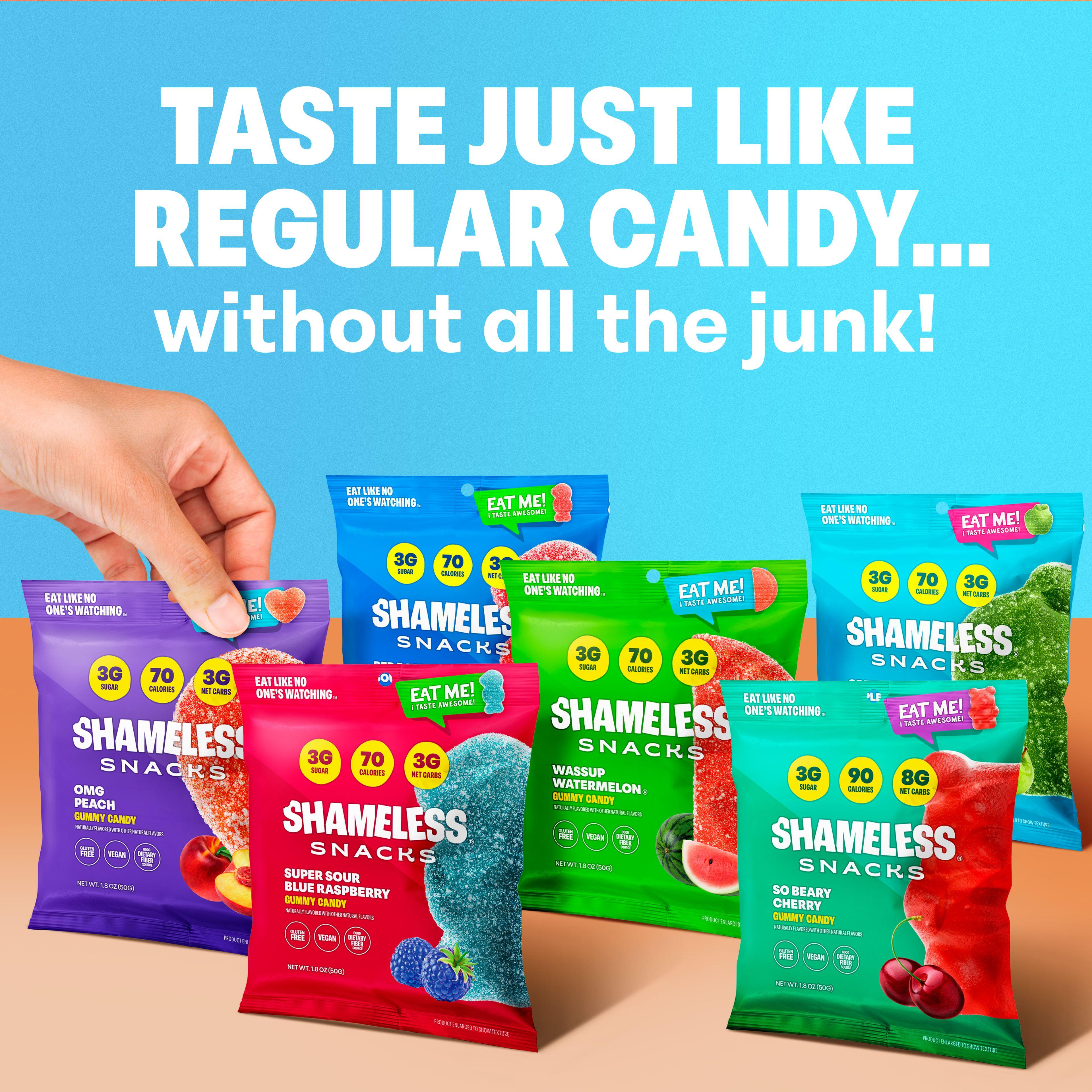 Shameless Snacks Variety Pack – Keto & Vegan Gummies (6 Bags), 3g Net Carbs, 3g Sugar, Gluten-Free, 70 calories per bag Candies Sweet