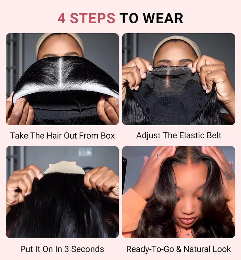 West Kiss Pre Cut Ready Go Glueless Wig Body Wave 7x4 Lace Closure Wig Human Hair 7x5 Closure Wig Bleached Knots Pre Plucked 250% Density Gluleless Wig For Women FebruaryFaves