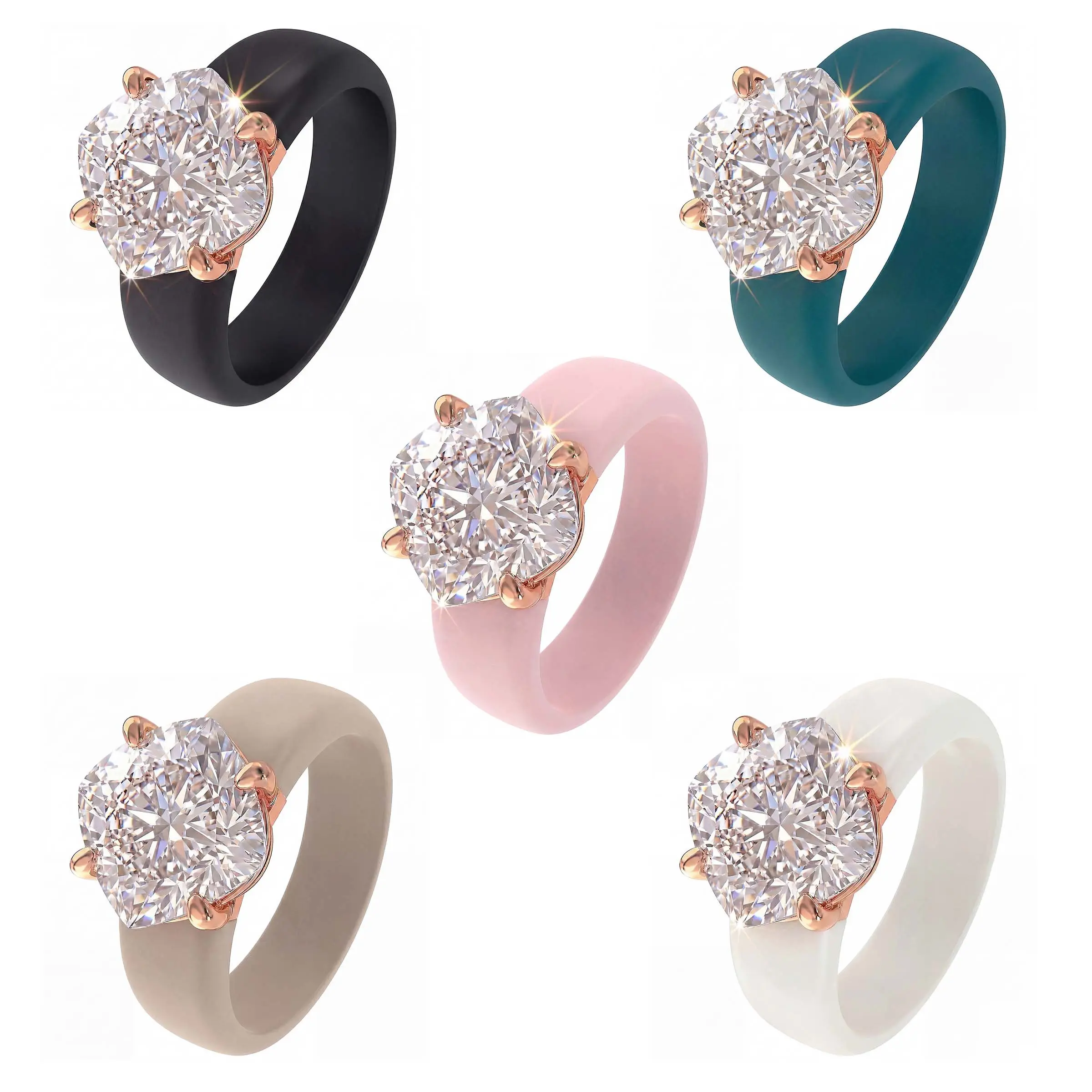 Women's Silicone Ring - 1pc Stylish, Fade-Resistant, Lightweight Ring with Elegant Square-Cut Cubic Zirconia, Birthstone-Inspired Jewelry for Wedding Anniversary Gift, Suitable for Daily Wear & Gym, Rings For Women, Silicone Rings