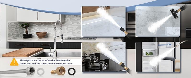 2500W handheld steam cleaner, high-temperature and high-pressure steam cleaner with Multi-Surface Application, portable car Cleaner with Brush Heads , suitable for kitchen grease, car detailing, and bathroom furniture cleaning