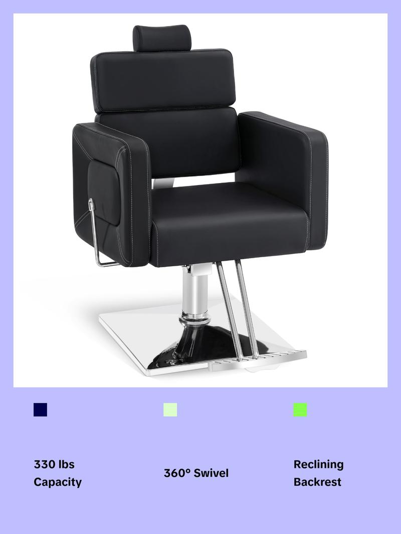 BarberPub Barber Chair, Reclining Hydraulic Salon Chair for Barbershop 2065