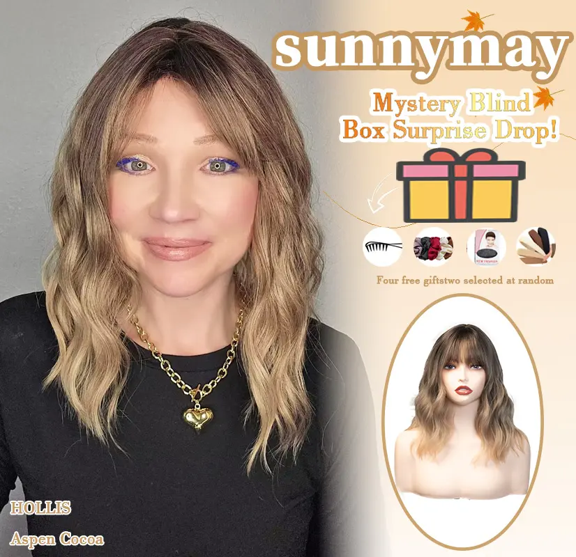 sunnymay Shaggy Bob Cut With Bangs Women Fashion Synthetic Wig 「HOLLIS Aspen Cocoa」 realistic appearance glueless wigs deep wave wigs headband wigs chocolate brown wig wigs for women