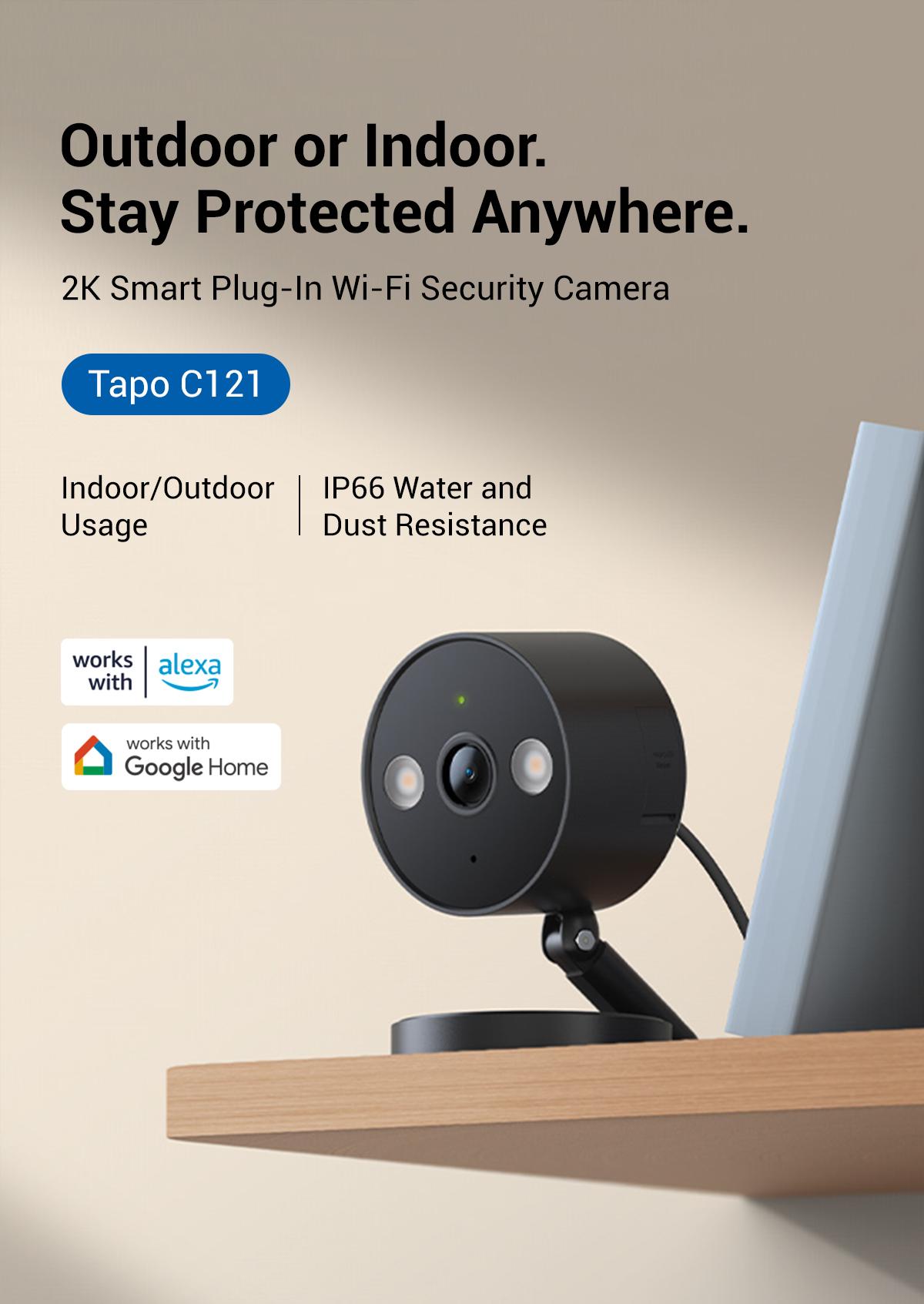TP-Link & Tapo C121 2K QHD Indoor/Outdoor Wi-Fi Home Security Camera |  Color Night Vision | Free AI Detection | IP66 | Magnetic Mount | Dual Spotlights