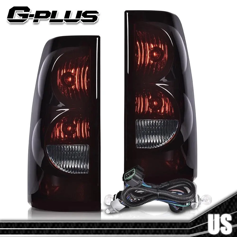 G-PLUS Automotive Rear Taillights Assembly - Car Light Set, Brake Lighting, Fits 03-06 Chevy Silverado 1500/2500/3500 All Models, Self-Sealed Red Brake Lights with Wiring Harness & Halogen Bulbs, Left/Right Match Exterior Upgrade Accessories