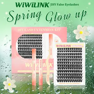 WiWiLINK Magic 3D  Universal Lash Kit – Cluster Lashes in C/D Curl, DIY Lash Extension Set with Clusters (10-18mm, Includes Bond, Seal, and Remover) – Ultra-Thin Transparent Bands