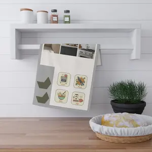 Kitchen Icon Tea Towel — Cook, Prep, Mix, Sip Cotton Tea Towel