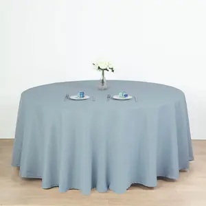 Polyester Round Tablecloth 120" Dusty Blue - Durable & Seamless Table Cover