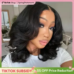 West Kiss Middle Part Glueless Lace Front Short Bob Wig Body Wave 7x5 Closure Bob Wig Pre Bleached Pre Plucked With Baby Hair SpringStatements
