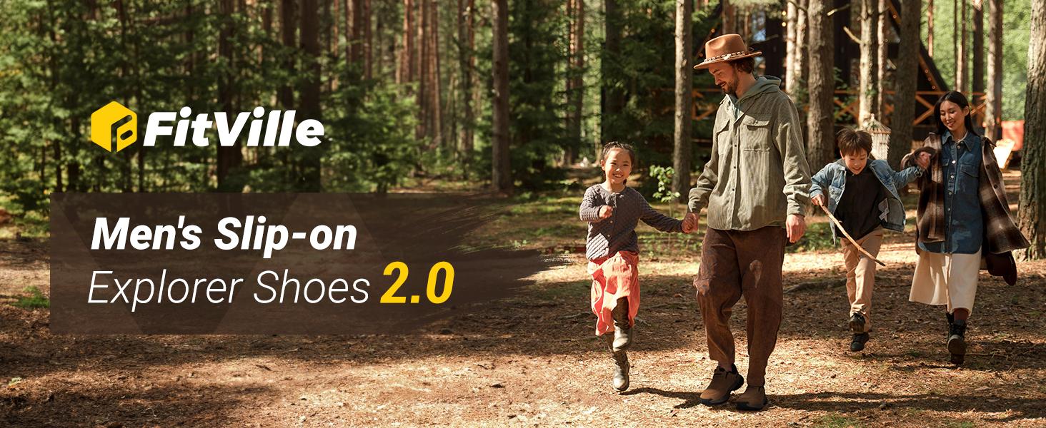 FitVille Men's Low-Top LugMax Outdoor Slip-On V3 with Classic Comfort Rubber, Closed Design, Anti-Smashing Features, Jet Black - Runner Walking Shoes Casual Sneakers Fathersdaygift SpringStatements