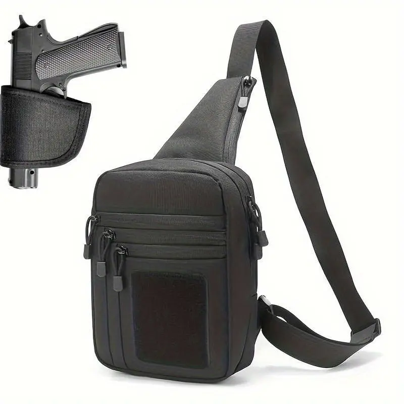 Men's Tactical Crossbody Sling Bag - CCW Concealed Handgun Carry, Durable Black Cloth Chest Pack, Adjustable Strap, Multiple Compartments, Ergonomic Design for Hunting, Fishing, Men's Accessories, Accessories Adults