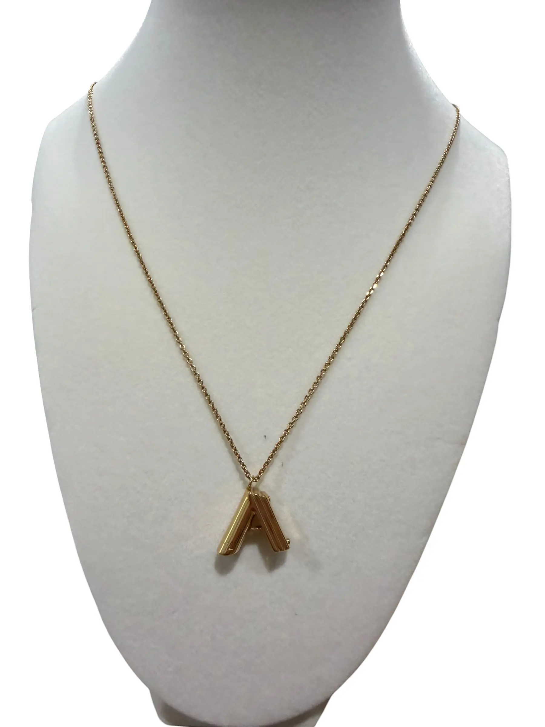 Pre-owned Louis Vuitton "A" Initial Gold Plated Necklace (22 24 in.) Perfect for Daily Use