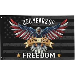 250th Anniversary Flat Banner 1776-2026, Outdoor Courtyard Decoration, No Power Required, Festive 2D Patriot Flag for Celebration