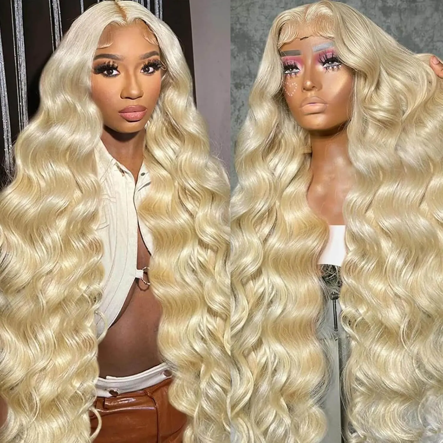 Bling Hair 613 13x6 Lace Front Wig Human Hair 180% Density Blonde Body Wave Lace Front Wigs Human Hair Pre Plucked for Women 613 HD Lace Frontal Wig 13x6 Melted Hairline with Baby Hair