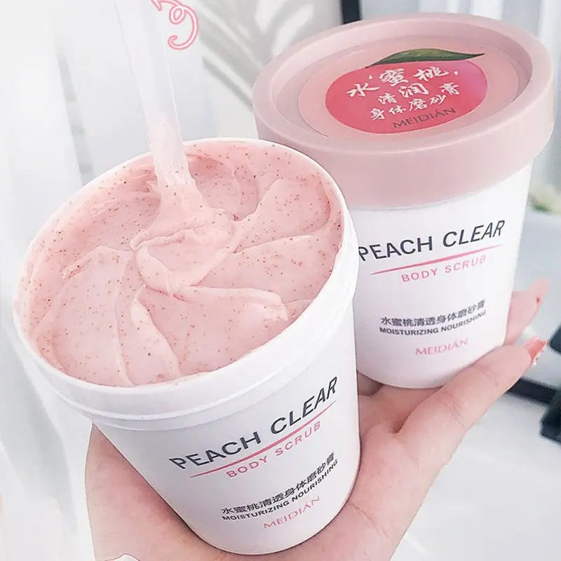 Mei Dian Peach Body Scrub, Body Scrub Exfoliator, Ice Cream Exfoliating Soap, Affordable Body Care, Smooth Skin, Gentle Exfoliation, Exfoliate Body, Moisturizing Formula, Hydrating, Moisture, Moisturize, Body Care Products