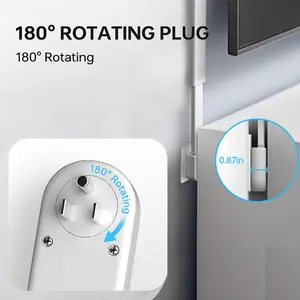 Rotating Retractable Power Strip with 2 AC Outlets & DualUSB (USB-C/A), Extendable 22-34 Inches, 180° Swivel Plugfor Hard-to-Reach Wall Sockets, Compact Space-SavingDesign for Desk, Bedside, Sofa & Office Use