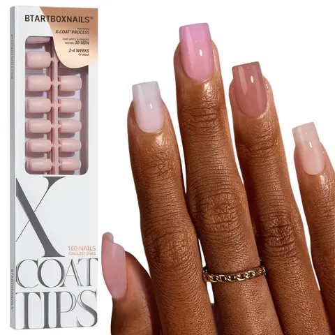 btartboxnails XCOATTIPS Soft Gel Nail Set - Full Cover Fake Nails Extensions (Square, Almond, Coffin, Stiletto), 4-Week Wear, Easy Application, Soak-Off, Low Odor, Salon Quality, 16 Sizes, 160 Pieces