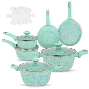 10+3pcs Pots and Pans Set Non Stick Kitchen Cookware Sets Induction Cookware Nonstick Granite Cooking Set with Frying Pans, Saucepans, Kitchenware,stock up on specials,Valentines Day gifts small Wok cup  4-hole non-stick  Pan Multifunctional Egg Skillet