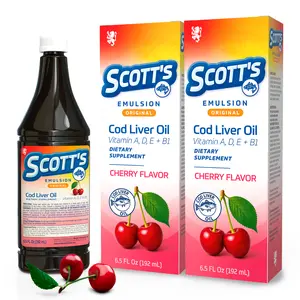 SCOTT'S EMULSION - Cod Liver Oil Cherry 6.5 Fl Oz (2 Pack)