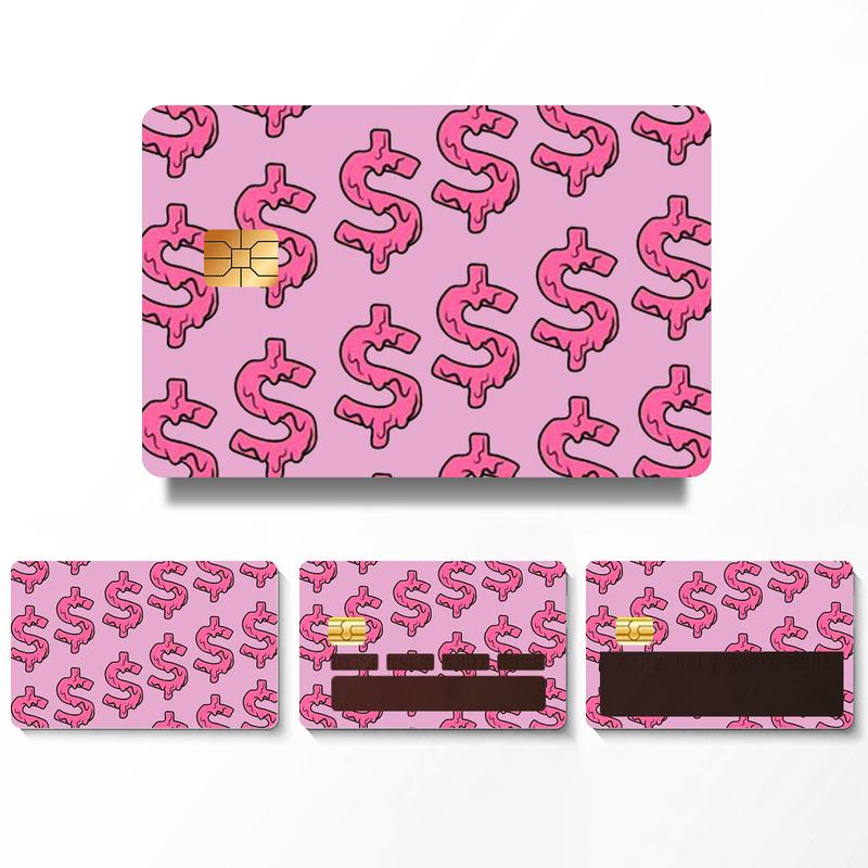 4Pcs In 1 Pink-Dollar Card Skin Sticker For Transportation, Key, Credit, Debit Card Skin-Protecting and Personalizing Bank Card-No Bubble, Slim, PVC Material