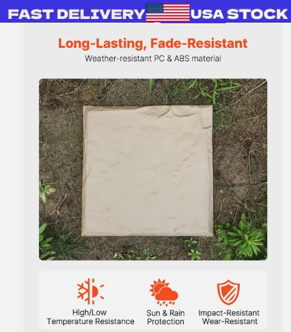 Decorative Stepping Stones with Stakes 4Pcs 15.5x15.5 in Walkway Pavers Beige