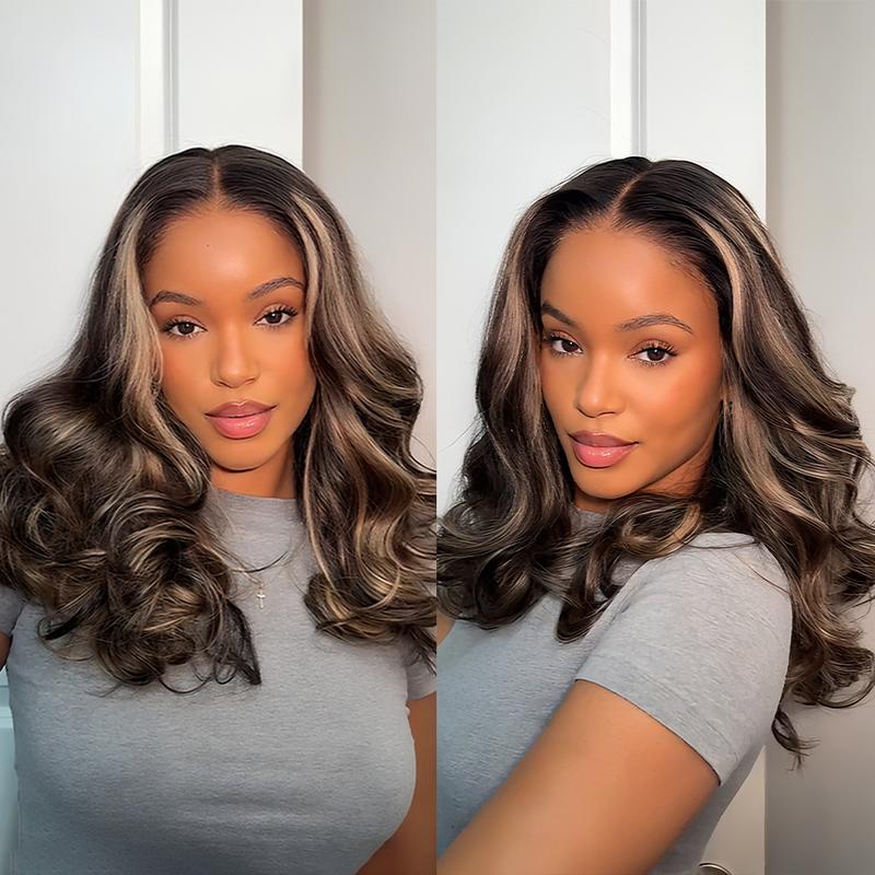 Celie Hair Ombre Brown Highlight 1B/2/30 Butterfly Layered Cut Glueless Wig Blonde Highlight 1B/22 6x5 HD Lace Ready to Go Wigs 200% Density Natural Black Human Hair Closure Wig Pre-bleached Knots & 3D Dome Cap