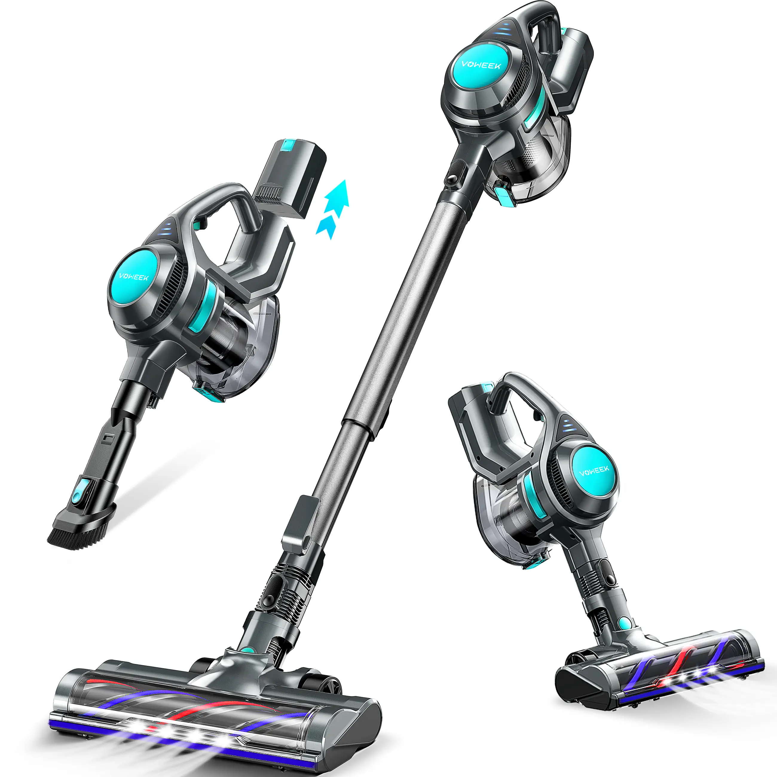 Voweek VC08 / Qikcln VC01/ VC02 Cordless Stick Vacuum Cleaner with 23Kpa Suction, 30-40 Min Runtime, LED Display, Touch Control, Lightweight Cleaning Helper for Pet Hair, Hardwood Floors, Apartments,dorm essentials,home essentials