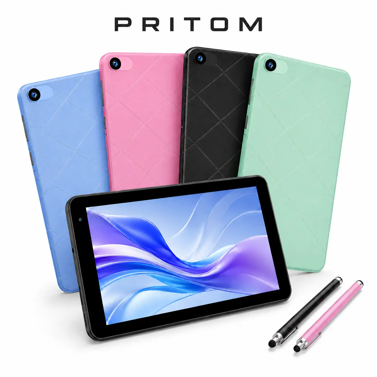 [SohoChic] PRITOM 7 Inch Compact Android 16 Tablet 8GB Memory 3GB RAM Plus 5GB Extended 32GB Storage with Protective Case and Touch Stylus Portable Tablet for Reading Travel and Streaming