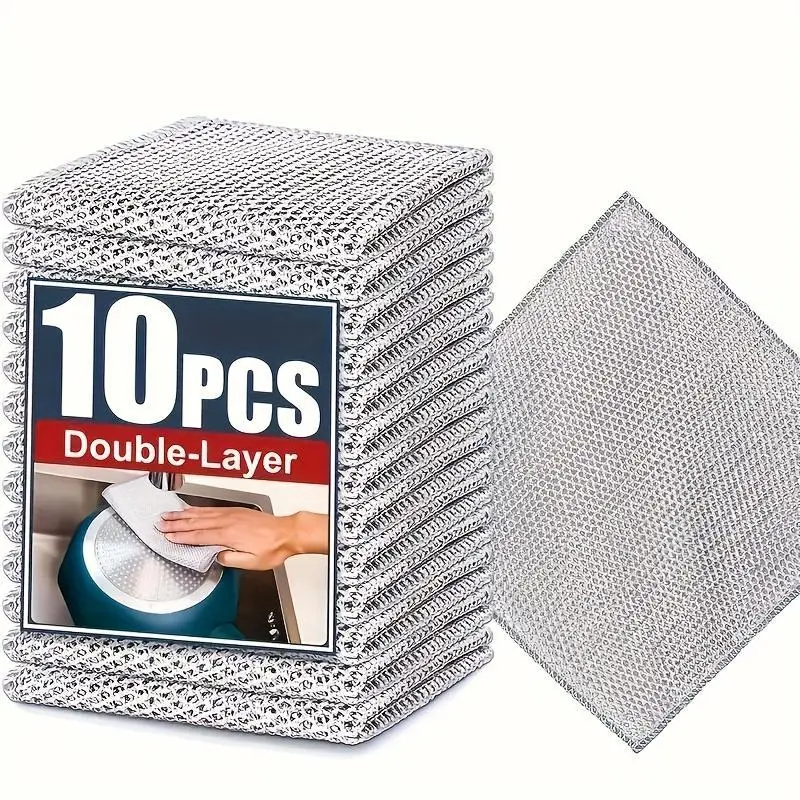 30 Pack Wire Dishcloths, Double Layer Mesh Cleaning Rags - Non-Scratch, Reusable, and Easy to Rinse for Kitchen Cookware & Dishes, Microfiber Cloth, Set, Wire Cleaning Cloth, Durable Cleaning Supplies