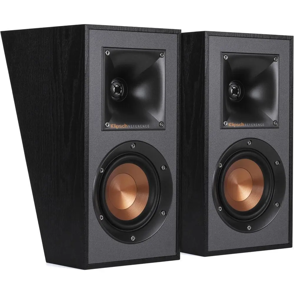 Klipsch R-41SA Home Audio Surround Speakers (Set of 2, Black) - Magnetic Aluminum Build, Detailed Sound, Vinyl Compatibility, Keyhole Wall Mount, MDF Construction, Home Cinema Use