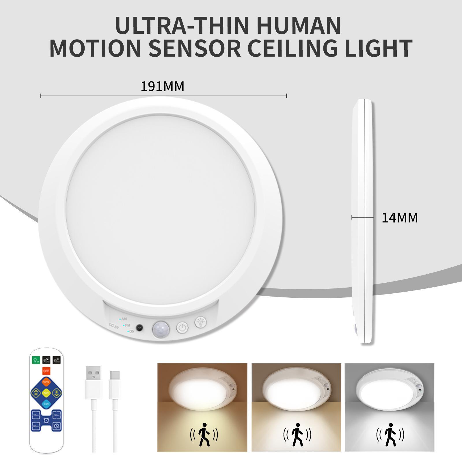 Rechargeable Motion Sensor Ceiling Light with Remote - Magnetic Wireless Ceiling Light Battery Powered for Closet Shower Stairs Shed Hallway Porch Patio ect