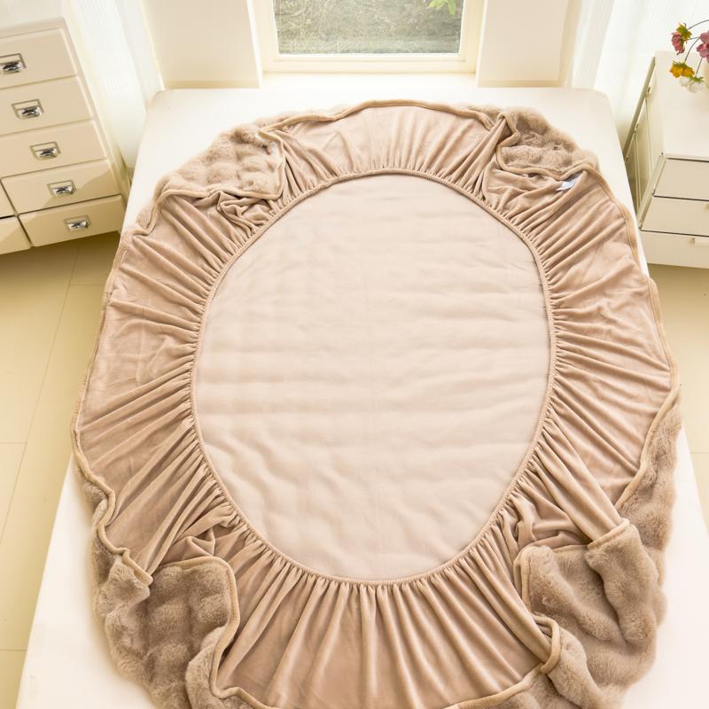 H&D Fluffy Faux Rabbit Fur Fitted Sheet 3-Piece Set — Ultra-Soft Plush Bed Sheet with 2 Pillowcases — Cozy, Warm, Solid-Color Bedding — Fits Queen and King Size Mattresses