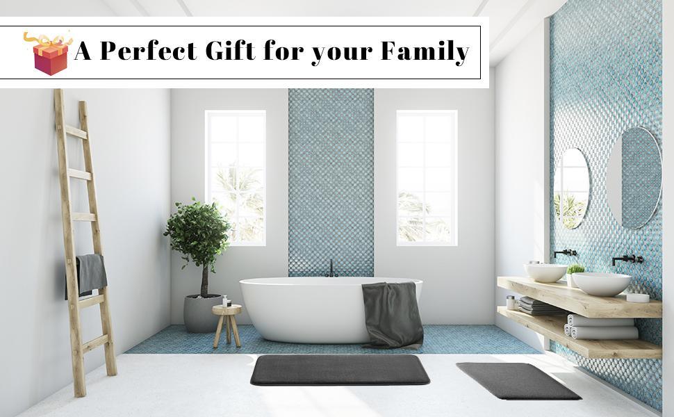 Shilucheng Cozy Memory Foam Bath Mats & Rugs - Ultra Absorbent & Anti-skid, Soft Velvet Unique Rug for Bathroom/Kitchen/Bedroom Floor, Wash Free
