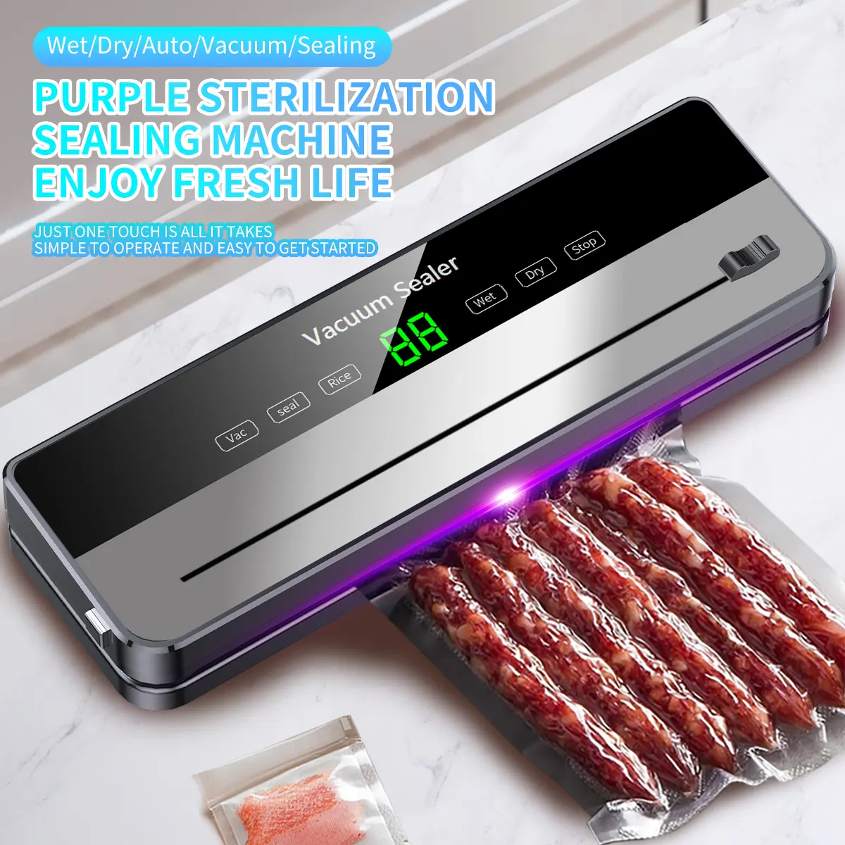 Kitchen Food Sealer Kit, 65kPa Automatic 110v/120v 6-in-1 Sous Vide Machine with 30 Vacuum Sealer Bags Included, Dry/Wet Dual Mode#DealsForYouDays, 30 Bags Included