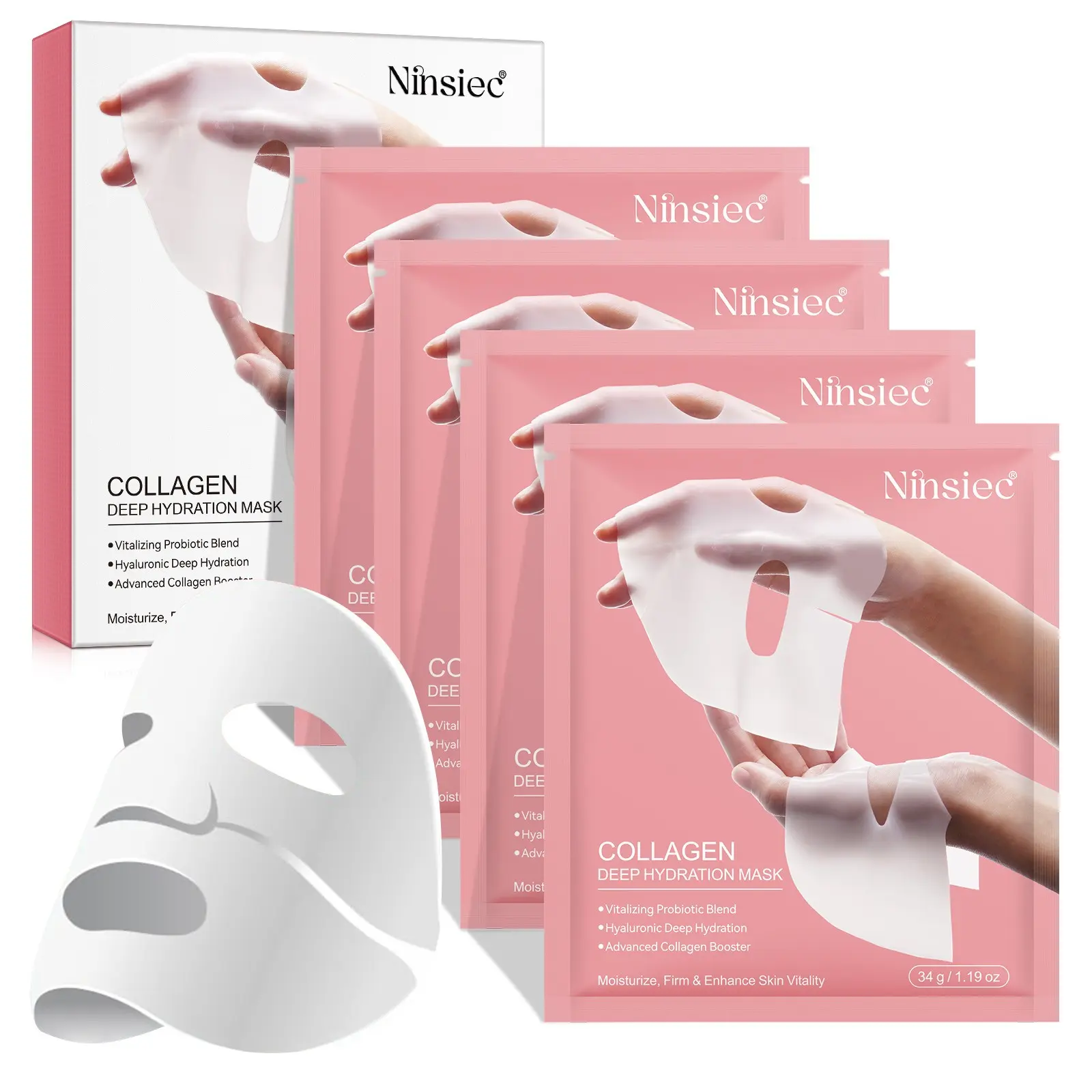 Hydrating Collagen Facial Mask, Moisturizing Sheet Mask, Beauty Face Mask for Locking in Hydration, Nourishing Spa Treatment and Skin Care Essential, Face Mask Collagen, Collagen Face Masks