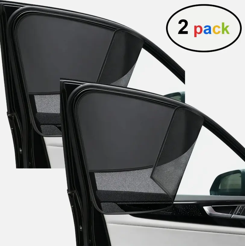 2Pcs Nylon Magnetic Double Layer Front Side Window Car Privacy Sun Shades (48cm×50cm) - Translucent Outer, UV Blocking, Vehicle Accessories, Keeps Cabin Cooler, Suitable for Children, Most Cars, Daily Commutes