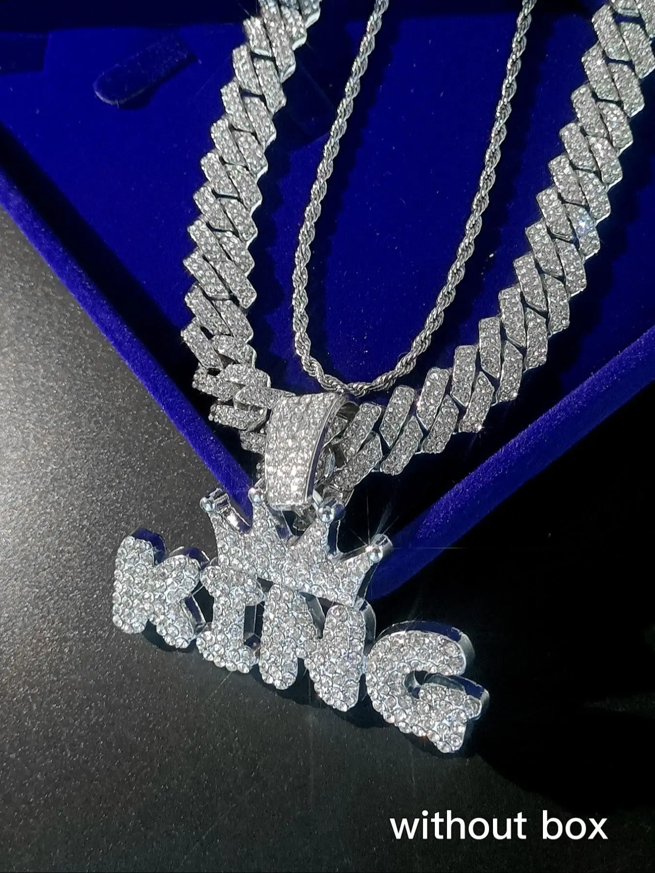 Tiny Jewels Hip Hop Crown & King Pendant Chunky Necklace & Chain Cuban Link Layered Necklace for Men, Fashion Men Accessories for Party, Daily Decor, for Birthday Gift, Men Jewelry