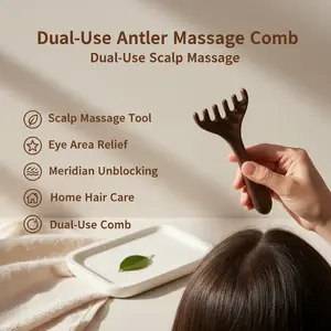 Six-pronged dual-use antler massage comb for scalp, eye area, and meridian unblocking; a must-have for home hair care and massage.