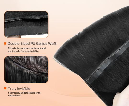 Full Shine Butterfly Weft Hair Extensions Invisible Weft Human Hair Pu Hole Weft OVO Weft For Women