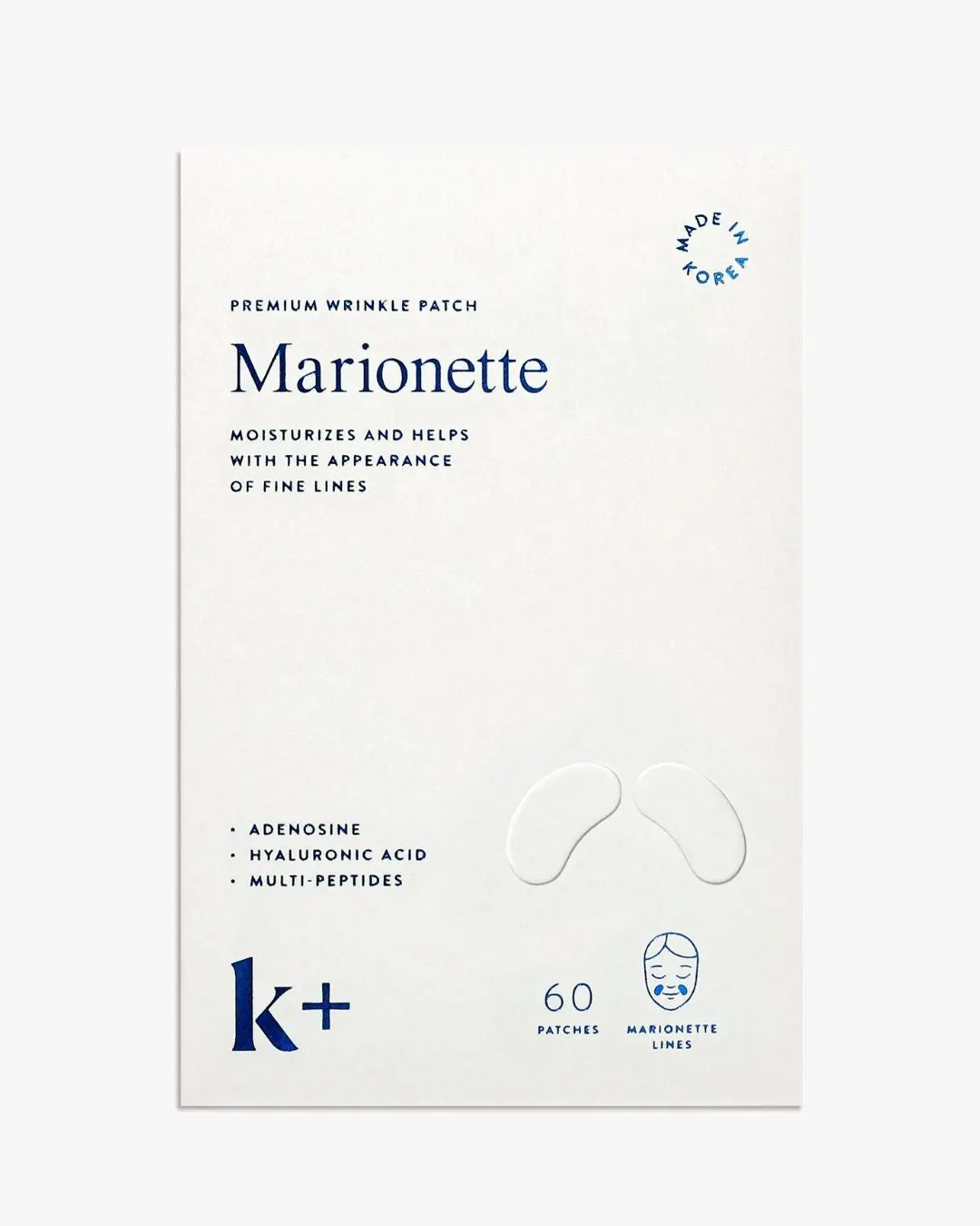 k+beauty Korean Wrinkle Patches for Smile Lines, Marionette Lines | Overnight Peptide + Hyaluronic Acid Wrinkle Patch