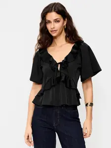 Old Navy Women's Satin Ruffle Tie-Front Top