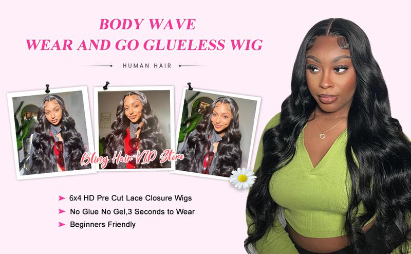Bling Hair Ready To Wear 9x6 7x5 Lace Closure Wig Body Wave Glueless Wig Human Hair 6x4 5x5 Pre Cut Lace Closure Wigs For Women 180 Density Brazilian Real Human Hair 13x4 13x6 Drawstring Glueless Lace Front Wig