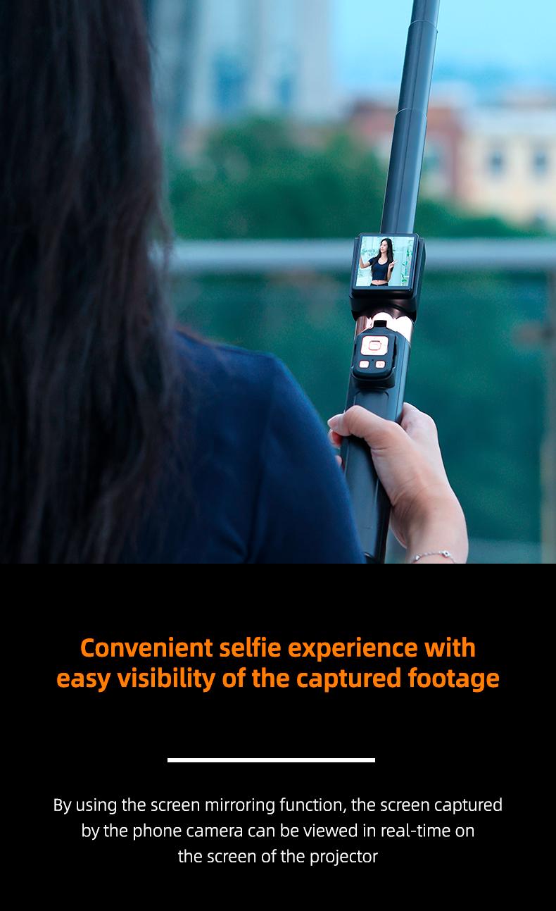 2025 New Rear Camera Selfie Stick, XO 3 in 1 Projection Selfie Stick, with Fill Light and Bluetooth Remote Control, No App Required, Suitable for Taking Photos, Live Streaming, and Video Recording.