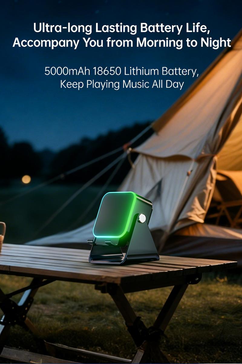 2026 5-in-1 Inductive Bluetooth Speaker with Phone Stand & Amplifier Rechargeable Color Lights Compatible with iPhone & Android Perfect Birthday Gift for Teens