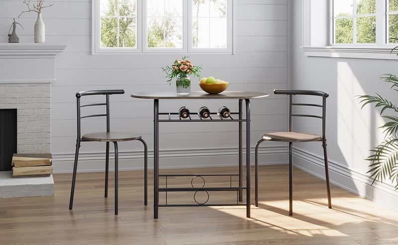 Yaheetech 3 Piece Dining Table Set Kitchen Table & Chair Sets for 2 with Steel Legs and Storage Rack for Kitchen Apartment Small Space Yaheetech 3 Piece Dining Table Set Kitchen Table & Chair Sets for 2 with Steel Legs and Storage Rack for Kitchen Apartment Small Space
