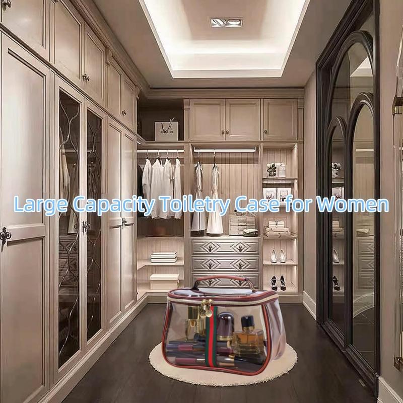 New Retro Vintage Vanity Bag – Large Capacity Waterproof Transparent Makeup Cosmetic Bag with Zipper – Luxury Toiletry Organizer for Women Ladies Travel & Storage