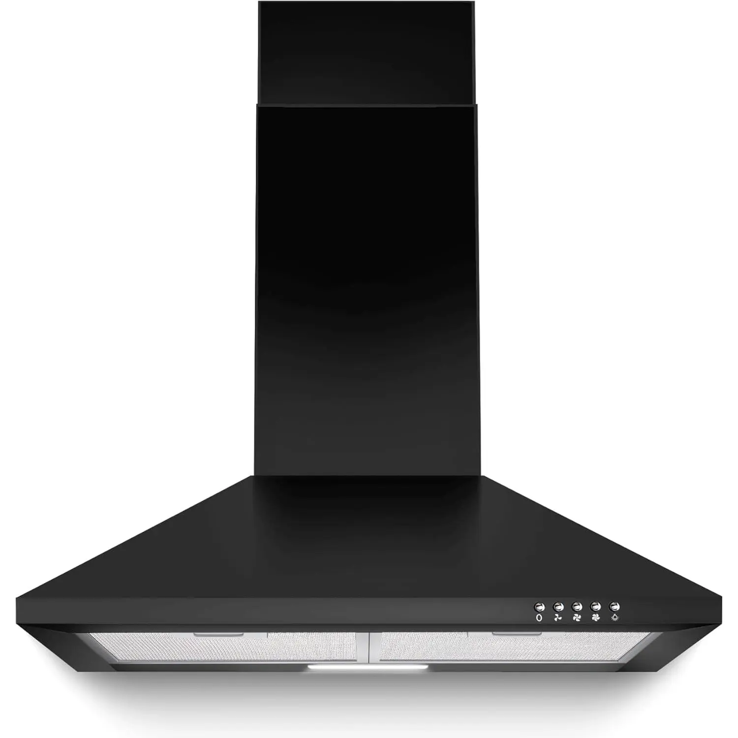 Range Hood 24 inch, 450 CFM Black Range Hood Wall Mount Ducted/Ductless Convertible Kitchen Vent Hood Chimney-Style Hood Vents for Kitchen with 3-speed, Push Button & Mesh Filters