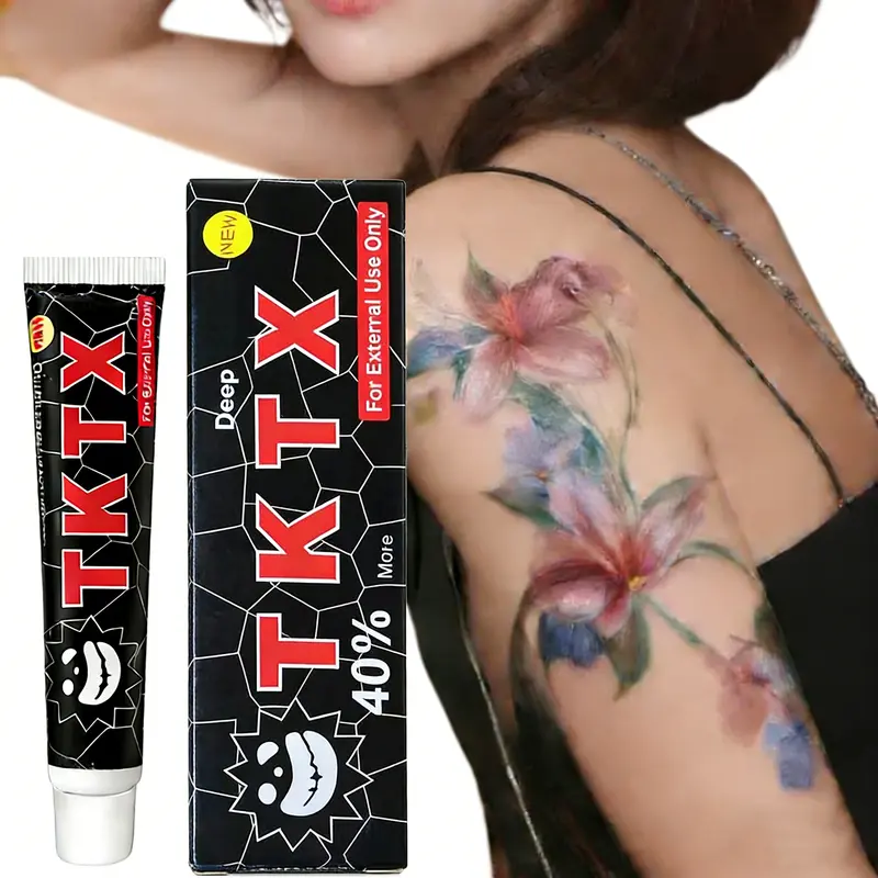 TKTX Tattoo Numbing Cream Maximum Strength 40% Enhanced Fast-Acting Topical Anesthetic – Pain Relief for Tattoos, Waxing & Laser Procedures