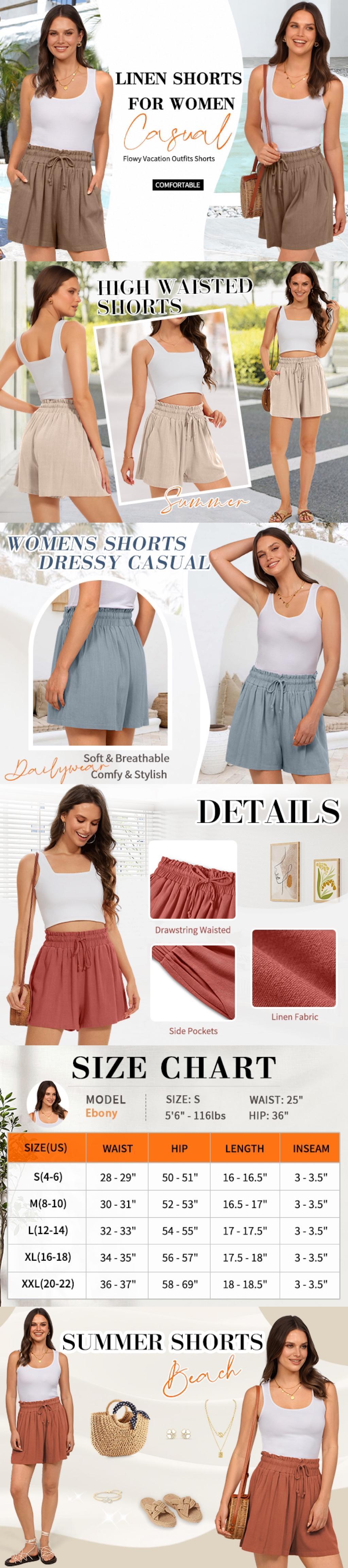 UEU Womens Linen Blend Pants Summer Wide Leg Casual Loose High Waist Drawstring Palazzo Capri with Pockets