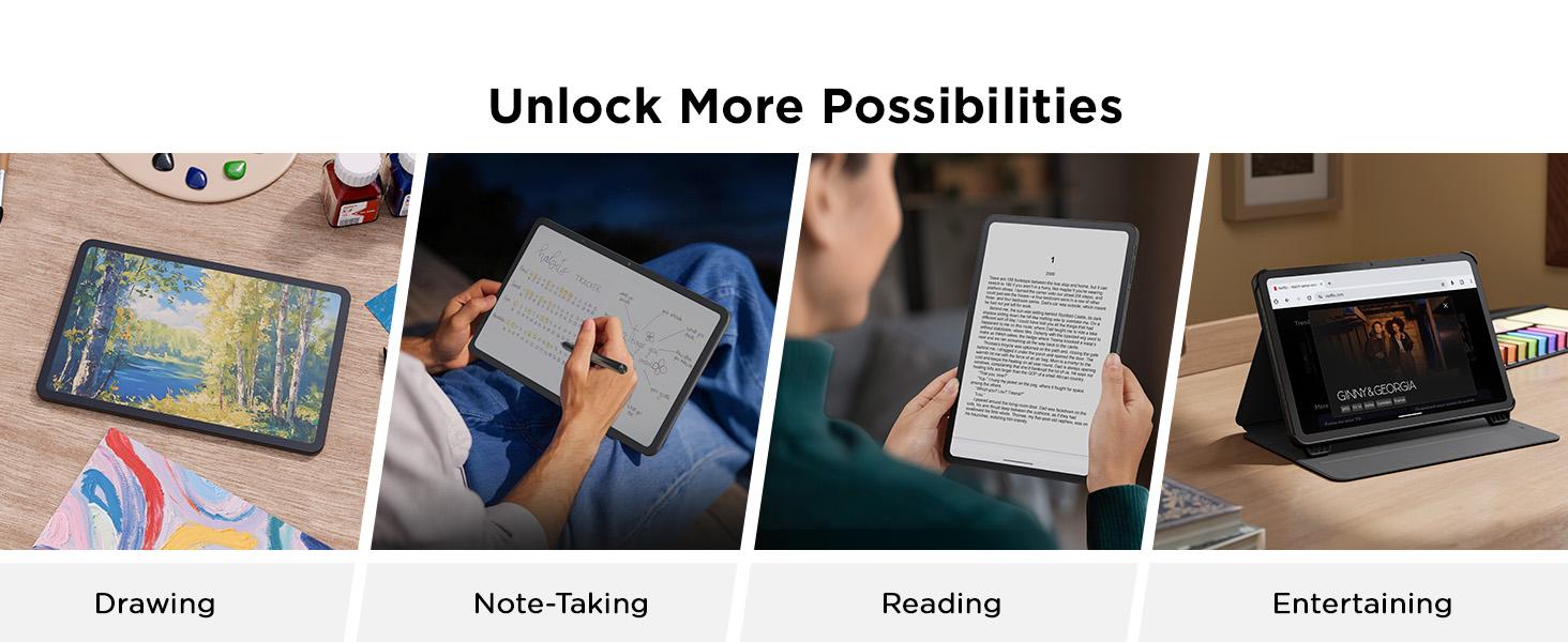 Ares TCL NXTPAPER 11 Gen 2 Android Tablet | 11" Drawing Pad + Digital Notebook w/ Stylus & Flip Case, NXTPAPER 4.0 Display, Android 15, AI Tools, 6+64GB / 8+128GB, 8000mAh Battery (Gray)